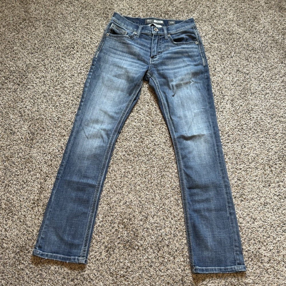 BKE Buckle Jake Straight Leg Jeans Men's Size 29x30 Distressing Whiskers Fading